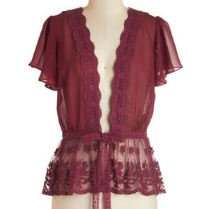 Sheer wine cardigan